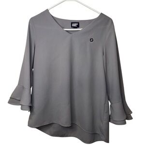 Chase Lands' End Women Gray Bell Sleeve Blouse with Ruffled Style (10P)